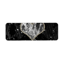 Silver Pearl Heart Return Address Labels