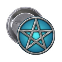 Silver Pentacle on Water Button