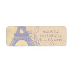 Silver Peony Damask Lavender Vintage Eiffel Tower Return Address Labels