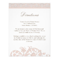 Silver Peony Damask Wedding Direction Card invitations