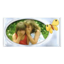 Silver photo frame with butterfly personalized photo card