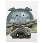Silver Piggy Bank Eating Money letterhead