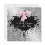 Silver Pink Black Princess Baby Girl Shower invitations