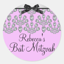 Silver & Pink Forever Diamonds Bat Mitzvah Sticker