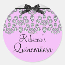 Silver & Pink Forever Diamonds Quinceañera Sticker