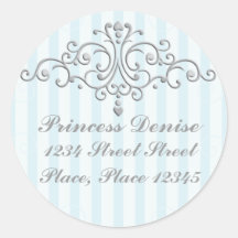 Silver Princess Filigree Round Stickers