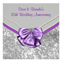 Silver Purple 25th Wedding Anniversary Party invitations
