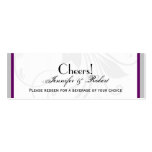 Silver Purple Floral Heart Wedding Drink Ticket Business Cards