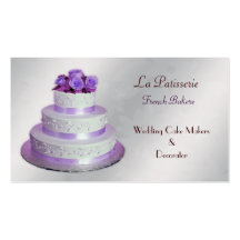 silver purple Wedding Cake makers business Cards