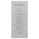 Silver & Red Monogram Wedding Program Rack Card