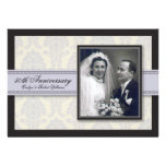 Silver Ribbon Damask Anniversary Party Invitation