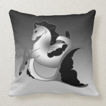 Silver Sea Horse Pillow