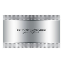 Silver Shiny Metallic Design-Stainless Steel Look Business Card Template