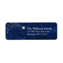 Silver Shooting Stars Blue Return Address Custom Return Address Label