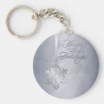 Silver Snowflake Silver Foil Holiday Keychain