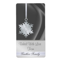 Silver Snowflake Silver Silk Holiday Baking Label
