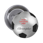 Silver Soccer ball customizable photo frame Button
