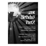 Silver Sparkle Disco Ball 21st Birthday Party Announcements