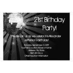 Silver Sparkle Disco Ball Custom Birthday Party Invitation
