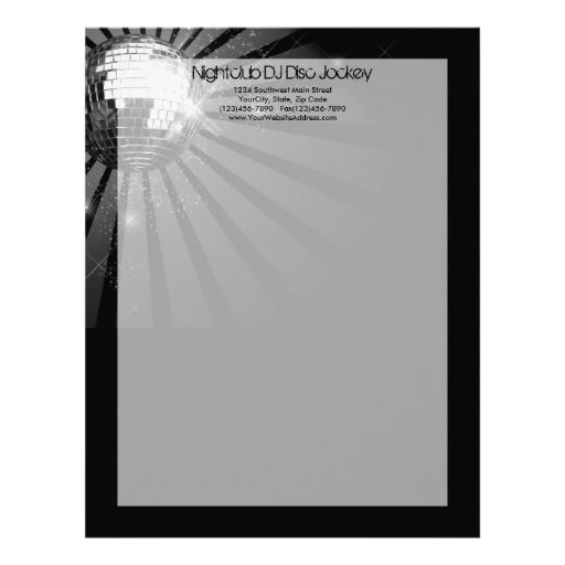 Silver Sparkle Disco Ball Party Custom Letterhead