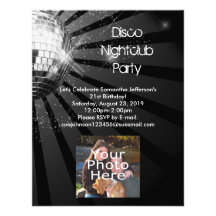 Silver Sparkle Disco Ball Party Personalized Announcements