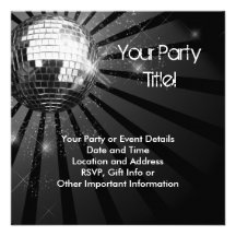 Silver Sparkle Disco Ball Party Invites