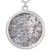 Silver Sparkling Sequin Look Custom Necklace