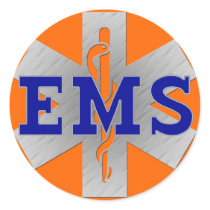 Silver Star of Life with Blue EMS stickers