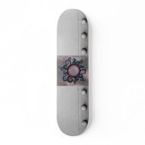 Silver Steel Layout with Bolts Skate Deck