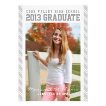 Silver Striped Collegiate Graduation Announcement