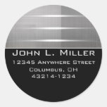 Silver Stripes Contemporary Return Address Labels Round Sticker