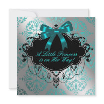 Silver Teal Blue Black Princess Baby Girl Shower