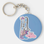 silver trombone design keychain