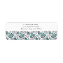 Silver Turquoise Jewel Lace Teal Blue Address Labe Return Address Label