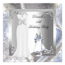 Silver White Dress High Heel Shoes Silver Birthday Announcement