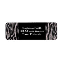 Silver zebra stripe pattern (faux glitter bling) custom return address labels