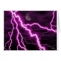 Silvery Moon With Jagged Purple Lightening Streaks Card