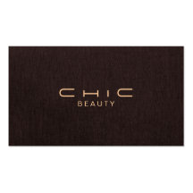 Simple and Elegant Beauty Dark Brown Linen Look Business Card
