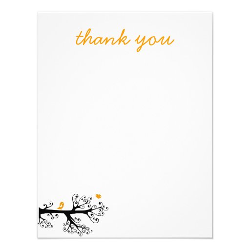 Simple Birds on Tree Branch thank you Custom Invite