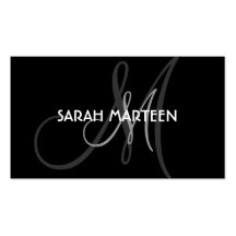 Simple black grey custom monogram business cards