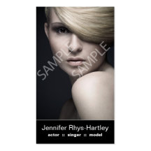 Simple Black Panel Double Headshot Business Card