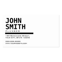 Simple Black & White Plumber Business Card