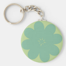 Simple Blue on Green Flower Key Chains
