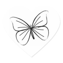 Simple Butterfly Line Drawing Wedding Hearts Heart Sticker