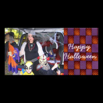 Simple Chequered Block Halloween Photo card photo cards