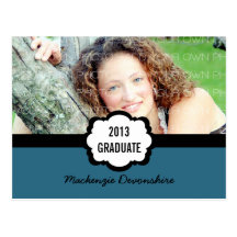 Simple Chic Graduation Party Postcard, Blue
