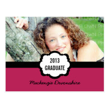 Simple Chic Graduation Party Postcard, Fuchsia