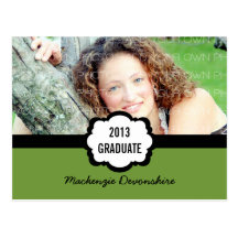 Simple Chic Graduation Party Postcard, Green