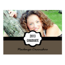 Simple Chic Graduation Party Postcard, Mocha