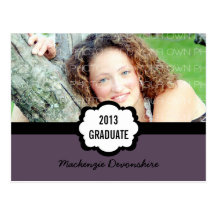 Simple Chic Graduation Party Postcard, Purple